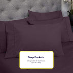 Full Size Bed Sheets - 6 Piece 1500 Supreme Collection Fine Brushed Microfiber Deep Pocket Full Sheet Set Bedding - 2 Extra Pillow Cases, Great Value, Full, Purple