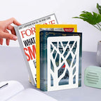 Book Ends, Bookends, Bookends for Shelves, Bookend, Book Ends for Heavy Books, White Metal Book Shelf Holder Home Decorative, Book Stoppers for Shelves, Bookend Supports 4 Pair