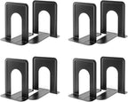 MaxGear Book Ends Universal Premium Bookends for Shelves, Non-Skid Bookend, Heavy Duty Metal Book Stopper for Books/Movies/CDs/Video Games, 6 x 4.6 x 6 in, Black, 4 Pairs/8 Pieces, Large