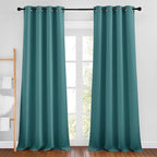 NICETOWN Sea Teal Blackout Bedroom Curtains 96 inches Long, Grommet Thermal Insulated Room Darkening Window Treatments Sound Reducing for Living Room, W46 x L96, 2 Panels