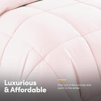 Sweet Home Collection 7 Piece Comforter Set Bag Solid Color All Season Soft Down Alternative Blanket & Luxurious Microfiber Bed Sheets, Pale Pink, Twin XL