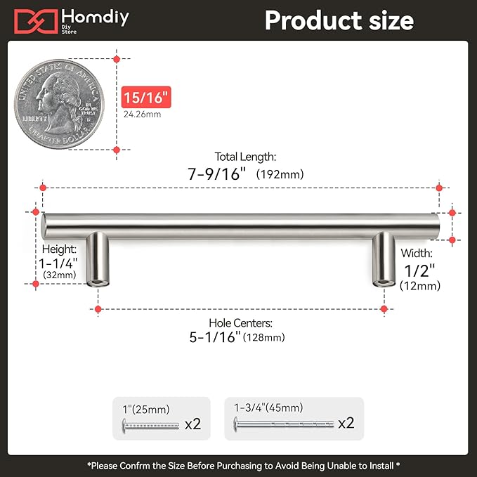 homdiy 15Pack 5in Cabinet Pulls Brushed Nickel Cabinet Handles Nickel Pulls Modern Cabinet Hardware, Stainless Steel Kitchen Cabinet Handles Drawer Pulls