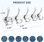 TICONN Wall Mounted Coat Rack, Five Heavy Duty Tri Hooks All Metal Construction for Jacket Coat Hat in Mudroom Entryway (Chrome, 2-Pack)