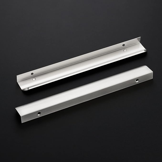 Ravinte Hardware 12 Pack Silver Cabinet Handles, 11.8 Inch (300mm) Finger Edge Pulls, 8.8 Inch Hole Center, Finger Pulls for Cabinets