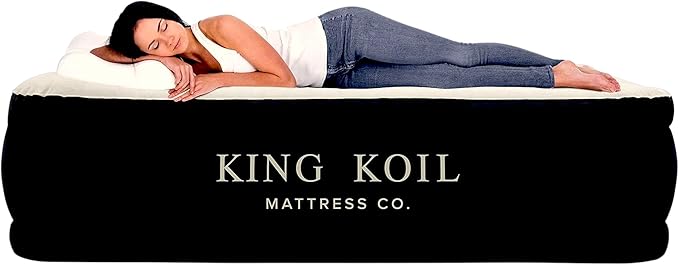 King Koil Plush Pillow Top Twin-Size Inflatable Air Mattress with Built-in High-Speed Pump for Camping, Home & Guests - Luxury 13" Twin Airbed Blow Up Mattress Waterproof, 1-Year Warranty