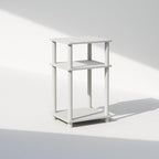 Furinno JUST Side Table, 3-Tier End Table, Open Shelves Night Stand, Bedside Table, Toolless Assembly, for Living Room, Bedroom, Bathroom, White