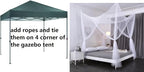 OctoRose Four Post Mosquito Net for Bed Canopy -Fits Queen, King, California King Beds-Indoor & Outdoor Use- Black
