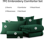 MaiRêve Embroidery King Size Comforter Set Emerald Green, Boho Farmhouse Western Bedding Set 7 Pieces, All Season Bed in A Bag Comforter Set with Sheets, Pillowcases & Shams
