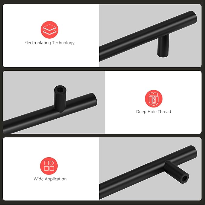 homdiy Black Cabinet Handles 10Pack 5inch Hole Center Kitchen Drawer Pulls and Knobs Stainless Steel Cabinet Hardware for Bathroom, Cupboard