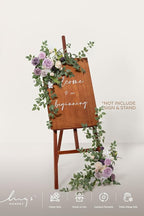 Ling's moment 2pcs Wedding Flowers Garland Artificial Floral Swag Arch Decorations Greenery Arrangements Lilac & Gold Ceremony Reception Garden Easel Wall Home Entryway Outdoor NOT Include Sign