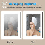 20 x 28 Inch LED Bathroom Mirror with Lights, Front & Back Lit Mirrors for Bathroom Wall Mount, Aluminum Black Frame Decor, Anti-Fog, Dimmable 3 Colors, Shatter-Proof Tempered Glass, Motion Sensor
