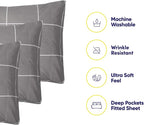 Full Size Bed Sheets - 6 Piece 1500 Supreme Collection Fine Brushed Microfiber Deep Pocket Full Sheet Set Bedding - 2 Extra Pillow Cases, Great Value, Full, Window Pane Gray