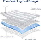 CYMULA Full Size Mattress Topper, Cooling Mattress Pad Cover Waterproof, Extra Thick Pillow Top Mattress Topper with 8-21 Inch Elasticated Pockets, Firm Plush Down Alternative Fill Mattress Protector