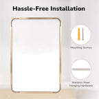 USHOWER Gold Bathroom Mirror 30"x40", Brushed Gold Rectangle Mirror for Over Sink, Rounded Corner, Aluminum Frame, Anti-Rust, Tempered Glass, Horizontal or Vertical Mounted