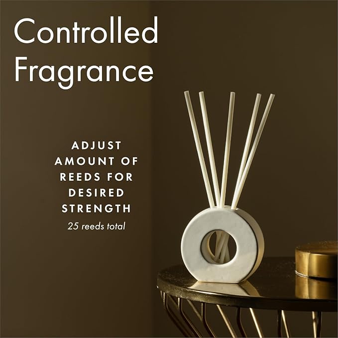 ScentAir Infused Liquidless Reeds | Includes 25 Flameless Reeds and 1 Decorative Vase, White | Essential Oil Aroma Diffuser Sticks | Fresh Spa Scents | Amazon Exclusive | Lush Bamboo
