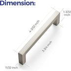 Ravinte 5 Pack Solid 3-3/4 Inch Center to Center Slim Square Bar Dresser Drawer Handles Kitchen Cabinet Handles Brushed Nickel Drawer Pulls Kitchen Cabinet Hardware Pulls