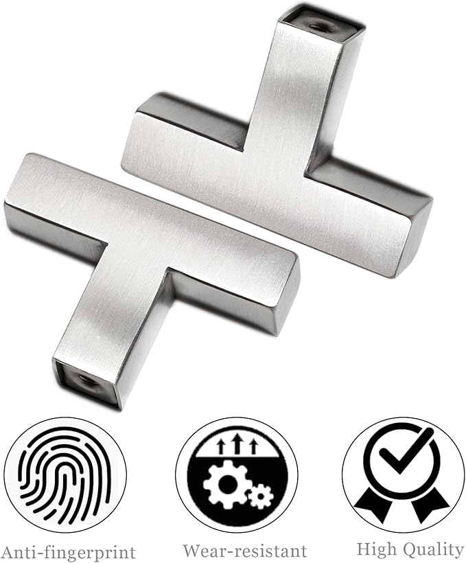 Cabinet Pulls Single Hole Cabinet Handles, 50 Pack Square Brushed Nickel Bar Cabinet Pulls Drawer Cabinet Knobs Cupboard Hardware Cabinet Handles, Stainless Steel Single Hole Cabinet Knobs