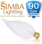 Simba Lighting Candelabra Flame Tip Frosted CA10 40W E12 Base (12 Pack) Decorative Incandescent Light Bulbs 120V for Chandeliers, Ceiling Fan Lights, Pendants, Wall Sconces, Dimmable, Warm White 2700K