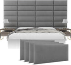 Vänt Upholstered Wall Panels - Queen/Full Size Wall Mounted Headboards - Micro Suede Grey - Set of 4 Panels (Each Individual Panel 30"x11.5")