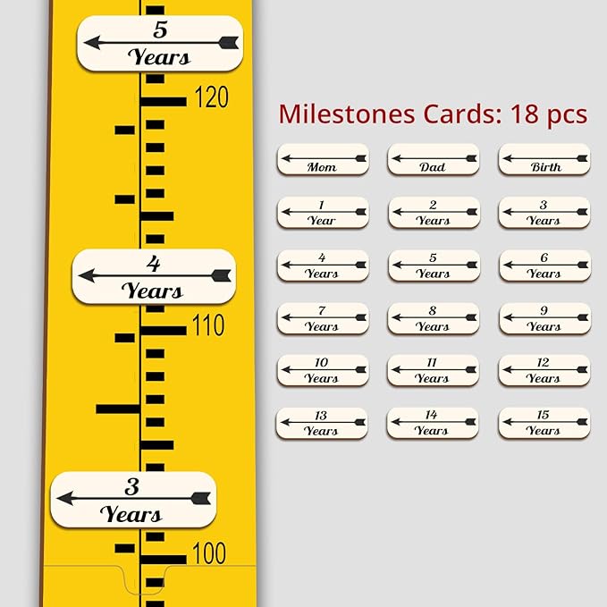 Personalized Growth Chart for Wall, Wooden Height Chart for Kids, Cute Height Measurement for Child/Girls/Boys, Baby and Toddler's Playroom/Kid's Room/Nursery Decor, Ruler