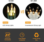 Brizled Mini Christmas Lights, 33ft 100 LED Christmas String Lights Connectable, UL Certified Energy Saving Xmas Tree Light for Indoor Outdoor Bedroom Wedding Party Xmas Tree Decoration, Warm White
