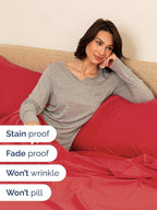 Extra Deep Cal King Sheet Set - 6 Piece Breathable & Cooling Sheets - Hotel Luxury Bed Sheets Set - Easy & Secure Fit - Soft, Wrinkle Free & Comfy Sheets Set - Red Sheet Set with Extra Deep Pockets