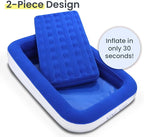 King Koil Luxury Toddler Inflatable Child Airbed, Travel Bed with Built-in Safety Bumper, Portable Air Mattress for Kids, Includes High-Speed Pump - Blue