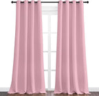 NICETOWN Crystal Pink Blackout Draperies Curtains - Pair of Grommet Top Thermal Insulated Blackout Decorative Curtains for Thanksgiving Day & Christmas Decor(55 inches Wide by 96 inches Long)