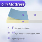 PayLessHere 6 Inch California King Gel Memory Foam Mattress Fiberglass Free/CertiPUR-US Certified/Bed-in-a-Box/Cool Sleep & Comfy Support