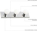 Design House 509653 5-Light Vanity Strip Light Contemporary Dimmable for Bathroom, Bedroom, Makeup Vanity, Polished Chrome