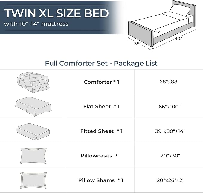 HEVUMYI Royal Blue Twin-XL Comforter Set - 5-Piece All Season Bed in a Bag Twin-XL, Ultra Soft Bedding Set with Comforter, Flat Sheet, Fitted Sheet, Pillowcases, Pillow Shams