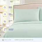 Twin Sheets - Breathable Luxury Sheets with Full Elastic & Secure Corner Straps Built In - 1800 Supreme Collection Extra Soft Deep Pocket Bedding Set, Sheet Set, Twin, Mint