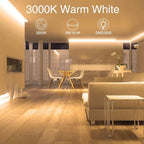Warm LED Strip Lights,Onforu16.4ft Dimmable Strip Lighting,3000K 5m 12v Tape Light, 2835 LEDs Flexible Warm White Rope Light for Home,Kitchen,Under Cabinet,Bedroom, Christmas Decor, Non-Waterproof