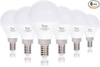 Simba Lighting LED Candelabra E12 Base G14 Small Globe 5W 40W Replacement Light Bulb (6 Pack) for Ceiling Fan, Chandelier, Vanity, Round A15 Frosted White Cover, Non-Dimmable, 3000K Soft White