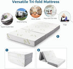 Inofia Full Folding Mattress, 6 Inch Trifold Memory Foam Mattress with Ultra Soft Removable Cover, Foldable & Portable Full Size Bed (73" x 52" x 6")