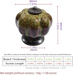 5 Pack Vintage Ceramic Pumpkin Cabinet Knobs, Kitchen Cabinet Drawers Dresser Cupboard Pull Handles Door Pulls with 5 Kinds of Screws (Leopard Print -Green)