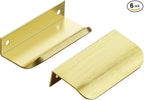 Ravinte Hardware 6 Pack Gold Cabinet Handles, 3.15 Inch (80mm) Finger Edge Pulls, 2-1/2 Inch Hole Center, Finger Pulls for Cabinets