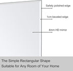 Ruomeng Wall Mirror Bathroom Mirrors for Wall 36" x 30", Frameless Rectangle Mirror with Beveled Edge Wall Mounted Mirror for Vanity and Entryway