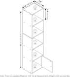 Furinno LUDER Book Shelf, 5-Tier Modern Bookshelf, Bookcase with 1 Door Storage Cabinet, 9.3" x 12" x 52", for Living Room, Bedroom, Home Office, Blackwood