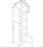 Furinno LUDER Book Shelf, 5-Tier Modern Bookshelf, Bookcase with 1 Door Storage Cabinet, 9.3" x 12" x 52", for Living Room, Bedroom, Home Office, French Oak