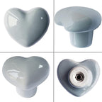Ceramic Drawer Knobs Heart Shape Cabinet Dresser Pulls Handles with 3 Sized Screws, Kitchen Furniture Knobs for Closet Cupboard Wardrobe (Grey, 10 Pack)