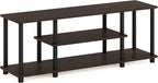 Furinno Turn-N-Tube No Tools 3D 3-Tier Entertainment TV Stand up to 50 inch TV, Round Tubes, Dark Brown / Black