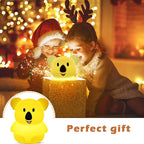 WHA&DARREN Koala Night Light for Kids, Silicone Bedside Lamp, Baby Nursery Light, Children Night Lights, Squishy Night Light for Kids Room,Kawaii Lamp, Animal Night Lights for Girls and Boys