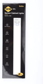 Gritin 14.7inch Under Cabinet Lighting Rechargeable - 128 LED Super Bright, 3-Color&5 Level Brightness, 4 Modes, Motion Sensor, Long Lasting-Easy Installation Magnetic Closet Lights - 2 Pack-Black