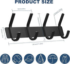 VAEHOLD Wall Hooks, Heavy Duty Aluminum Towel Hooks for Hanging Coat, Hat, Key, Clothes, Closet Hook Wall Mount for Kitchen, Bathroom, Office (“C“ Shape Coat 4 Hooks 2 Pack)