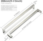 Cabinet Pulls Brushed Nickel Cabinet Handles Square Drawer Pulls, 10 Pack 11-1/3 Inch Stainless Steel Kitchen Door Cupboard Cabinet Handles, Cabinet Hardware Handles, 288mm Hole Centers