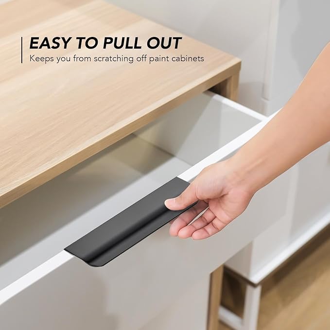 Ravinte Hardware 20 Pack Black Cabinet Handles, 5 Inch (128mm) Finger Edge Pulls, 4 Inch Hole Center, Finger Pulls for Cabinets