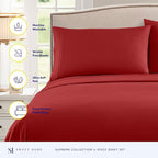 California King Sheet Sets - Breathable Luxury Sheets with Full Elastic & Secure Corner Straps Built In - 1800 Supreme Collection Cal King Deep Pocket Bedding Set, Sheet Set, California King, Red