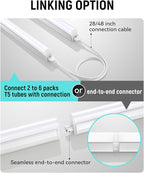 (4 Pack) 4FT T5 LED Shop Light,6500K,20W,2300LM(Super Bright White) Linkable LED Integrated Fixture,Garage Ceiling and Cabinet Light,Strip Light,Corded Electric with ON/Off Switch