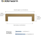 goldenwarm 15 Pack Champagne Bronze Cabinet Pulls Gold Cabinet Handles 5 Inch Champagne Drawer Pulls Brushed Bronze Drawer Handles Kitchen Dresser Hardware T Bar Square Hardware for Dresser Bedroom